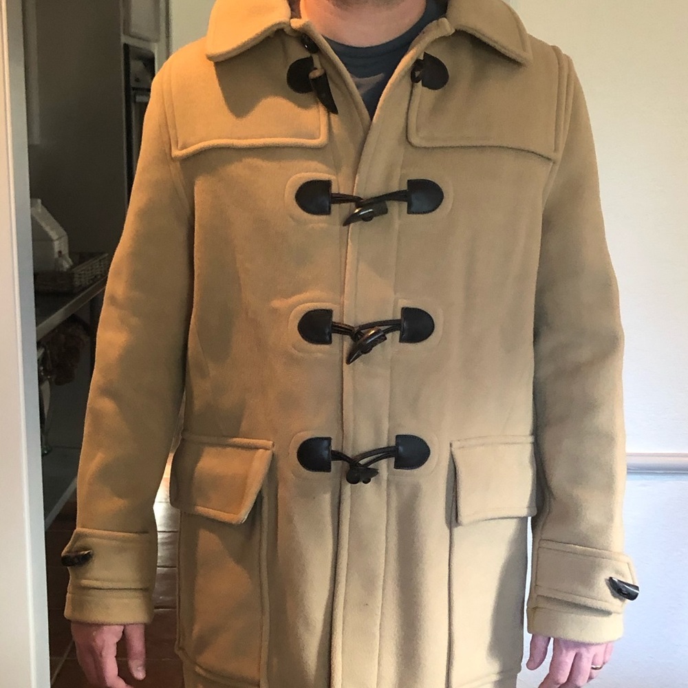 Authentic Burberry camel wool long duffel coat